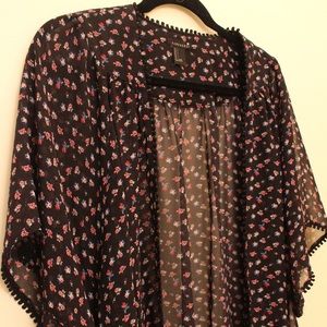 black floral kimono